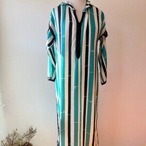 vintage 60s caftan striped hooded dress